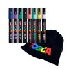 M1558 Set 8 Marker UNI Posca PC-5M, varf rotund, 1.8-2.5mm, cutie carton + saculet textil- LEG