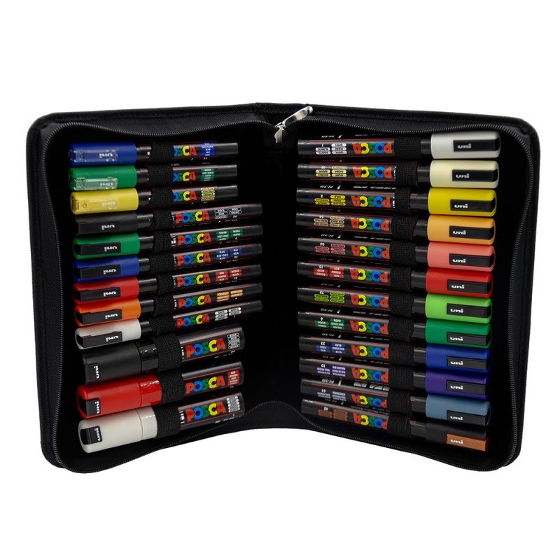 M1213 Mapa UNI Posca echipata cu 24 markere, 26x18x5.5cm