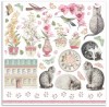 SBBL81 - Bloc 10 coli scrapbooking cu 2 fete, 30.5x30.5cm, 190gr. Orchids and Cats - Stamperia