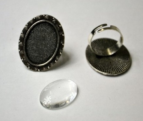 Inel oval antichizat cu lentila - 366922