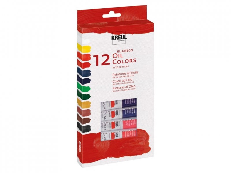 26150 Set 12 ml x 12 culori pe baza de ulei El Greco - Kreul
